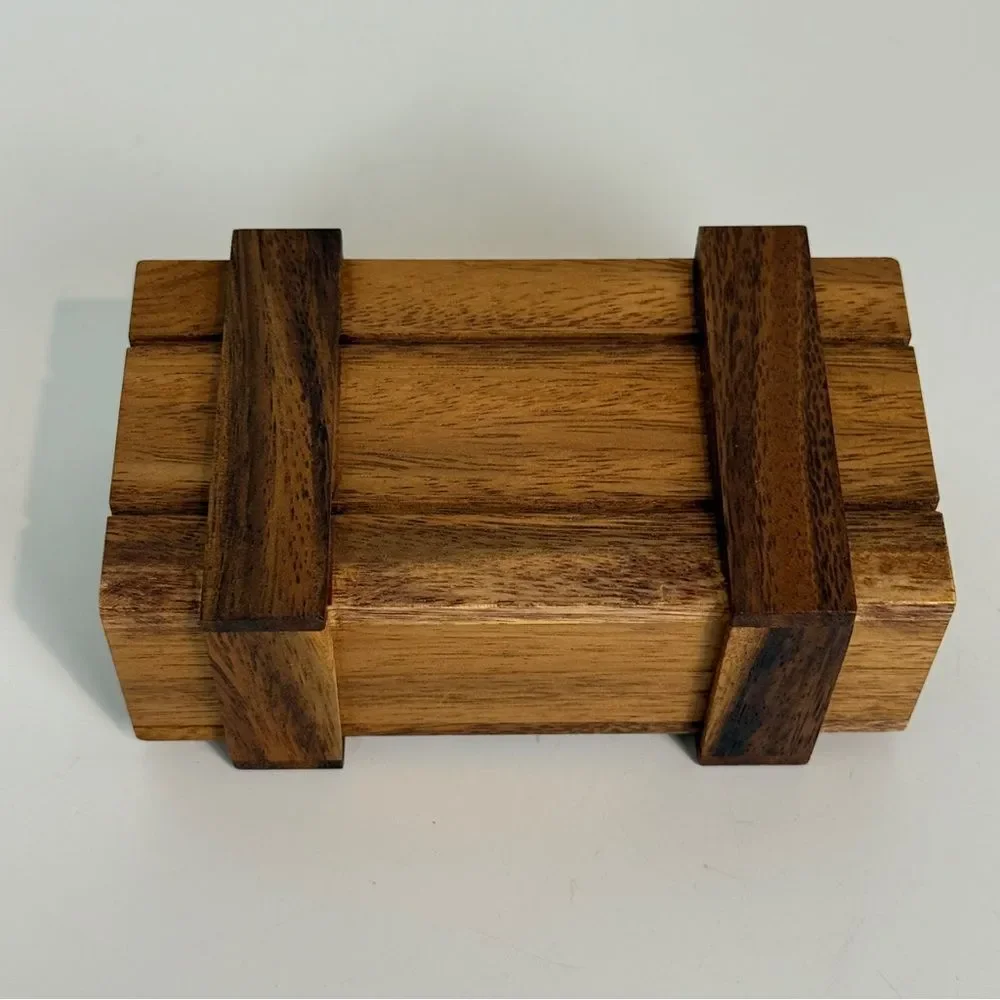 Handmade Hidden Drawer Wooden Trinket Box 5.5x3”
